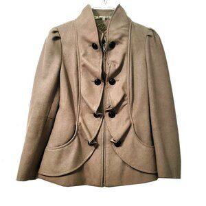 Anthropologie Idra Tan Ruffle Jacket Wool Blend Size 6
